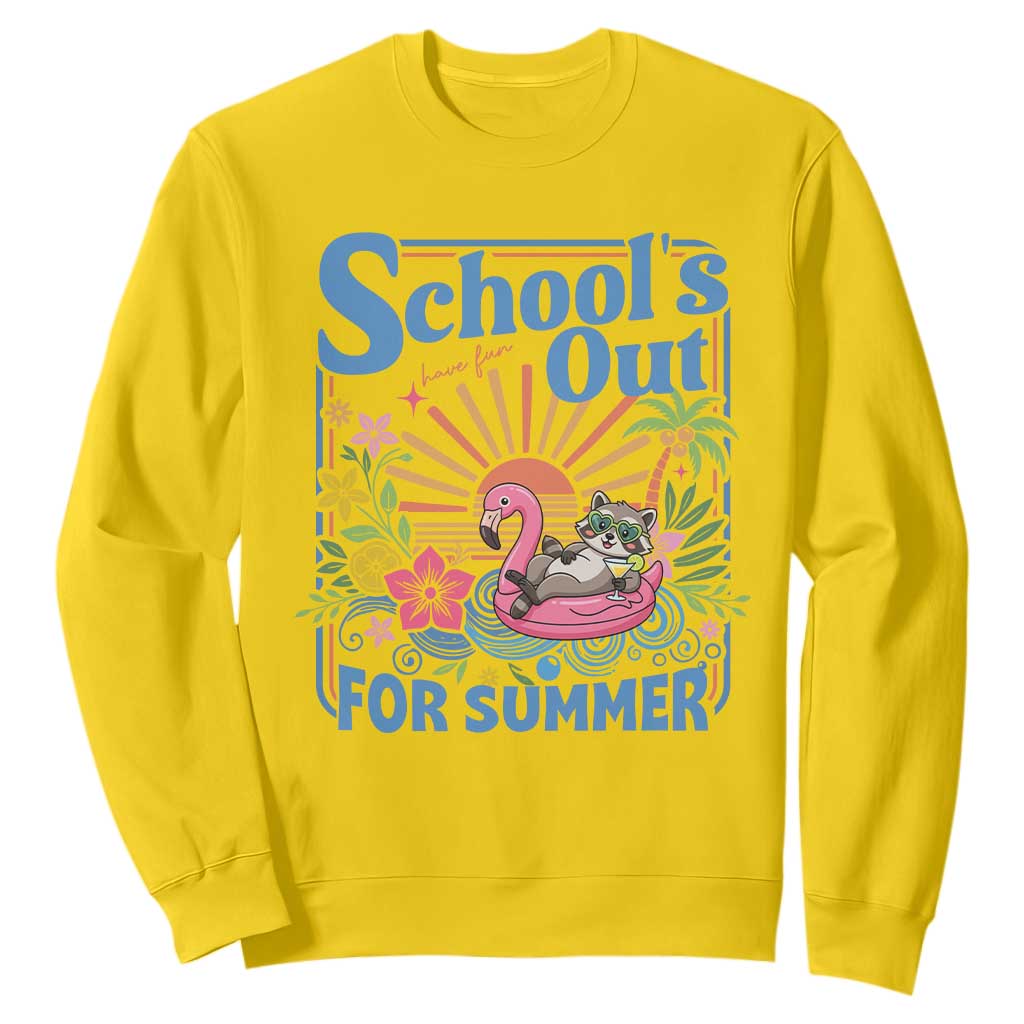 School's Out For Summer Sweatshirt Funny Raccoon Last Day of School Teacher TS14 Daisy Print Your Wear