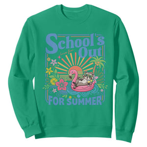 School's Out For Summer Sweatshirt Funny Raccoon Last Day of School Teacher TS14 Irish Green Print Your Wear