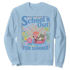 School's Out For Summer Sweatshirt Funny Raccoon Last Day of School Teacher TS14 Light Blue Print Your Wear