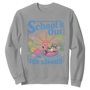 School's Out For Summer Sweatshirt Funny Raccoon Last Day of School Teacher TS14 Sport Gray Print Your Wear