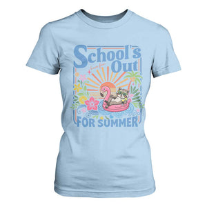School's Out For Summer T Shirt For Women Funny Raccoon Last Day of School Teacher TS14 Light Blue Print Your Wear