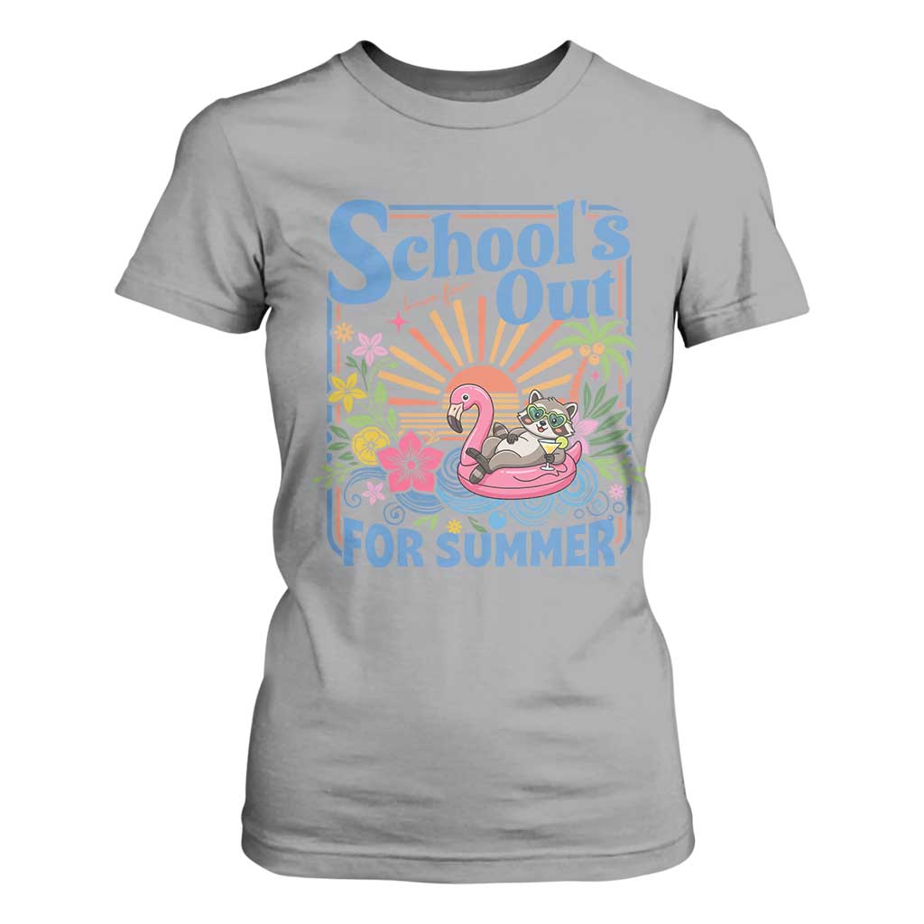 School's Out For Summer T Shirt For Women Funny Raccoon Last Day of School Teacher TS14 Sport Gray Print Your Wear