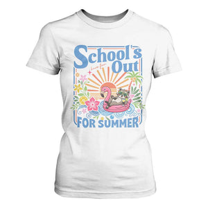 School's Out For Summer T Shirt For Women Funny Raccoon Last Day of School Teacher TS14 White Print Your Wear