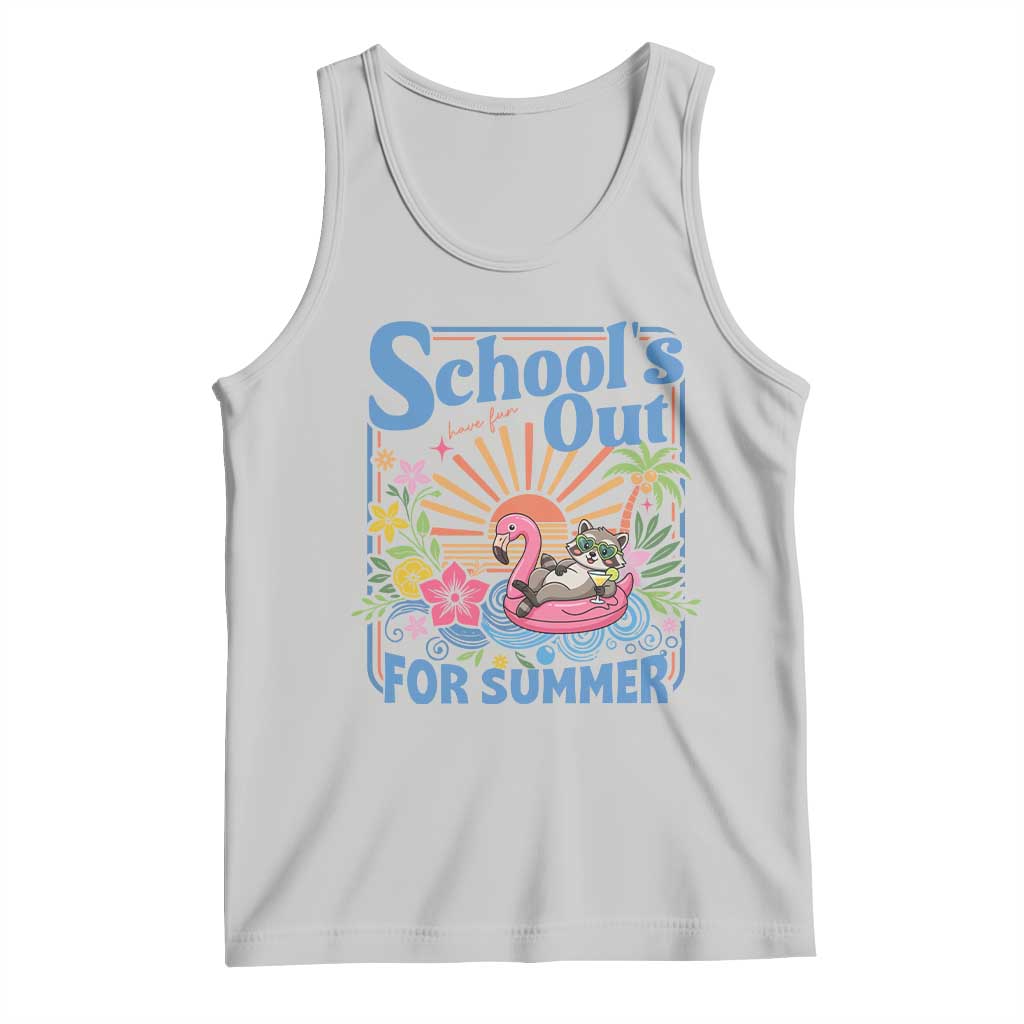 School's Out For Summer Tank Top Funny Raccoon Last Day of School Teacher TS14 Ash Print Your Wear