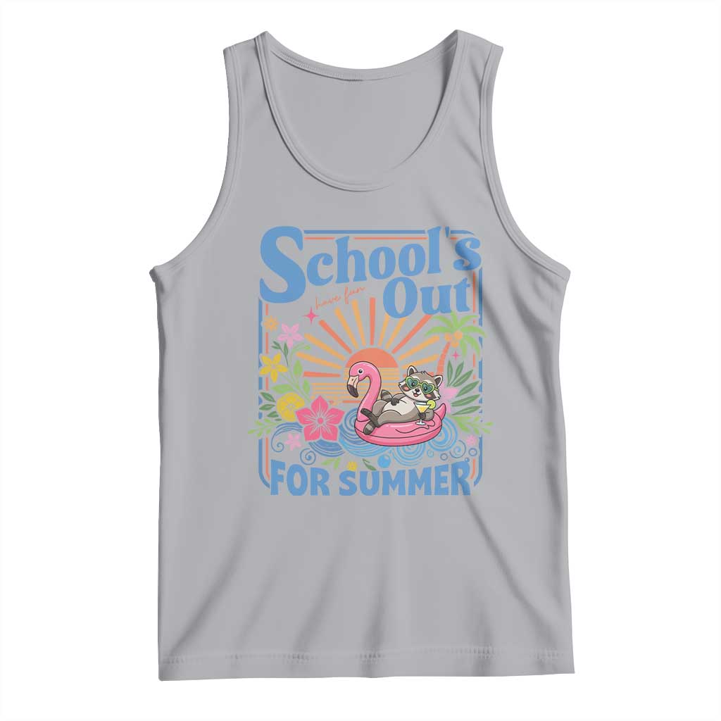 School's Out For Summer Tank Top Funny Raccoon Last Day of School Teacher TS14 Athletic Heather Print Your Wear