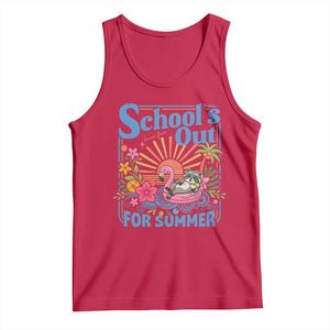 School's Out For Summer Tank Top Funny Raccoon Last Day of School Teacher TS14 Red Print Your Wear