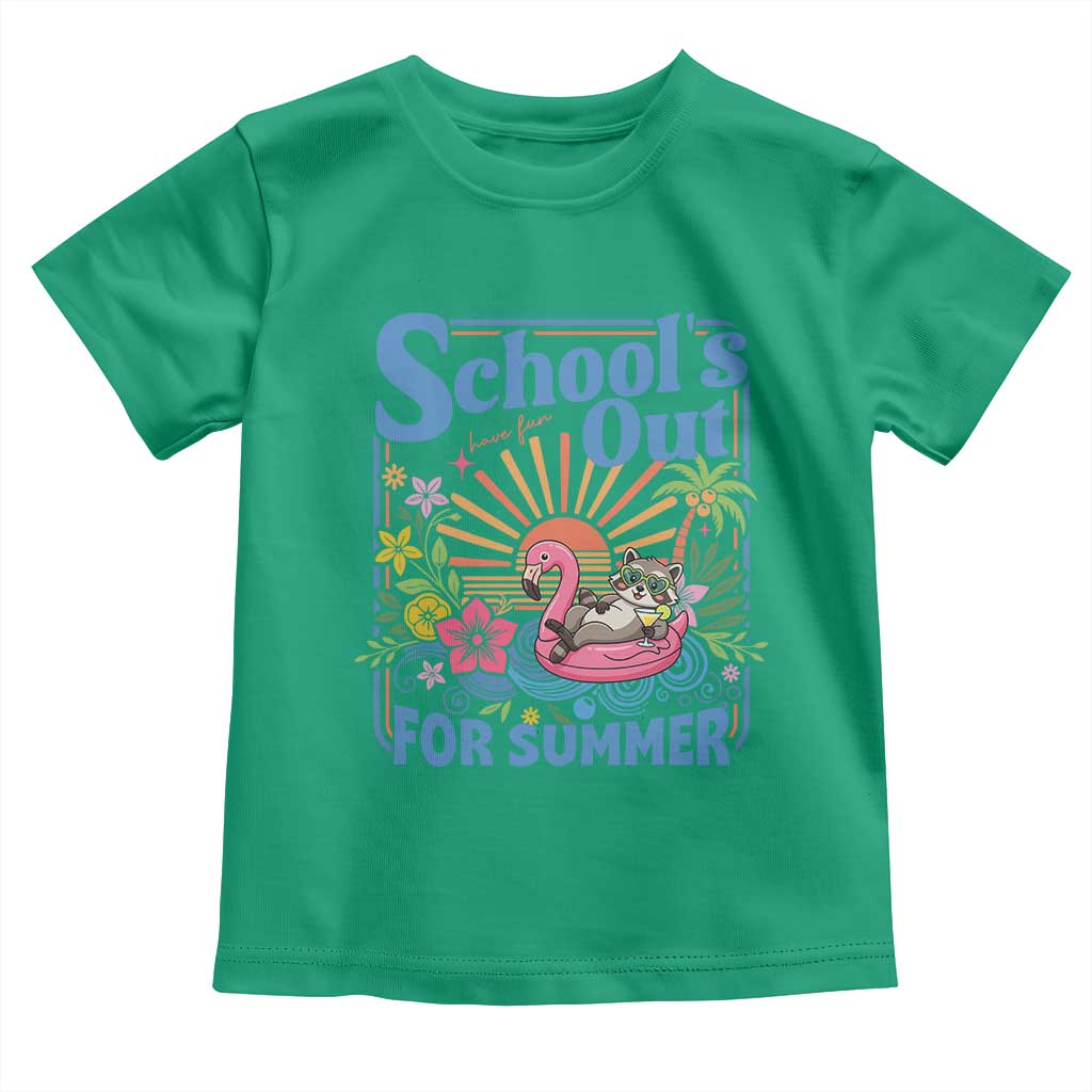 School's Out For Summer Toddler T Shirt Funny Raccoon Last Day of School Teacher TS14 Irish Green Print Your Wear