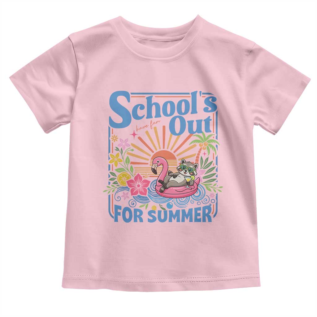 School's Out For Summer Toddler T Shirt Funny Raccoon Last Day of School Teacher TS14 Light Pink Print Your Wear