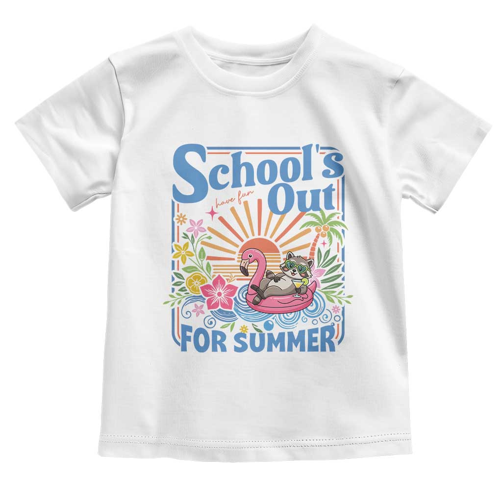 School's Out For Summer Toddler T Shirt Funny Raccoon Last Day of School Teacher TS14 White Print Your Wear