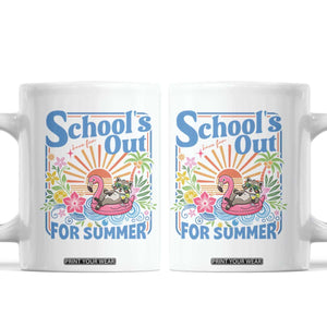 School's Out For Summer Coffee Mug Funny Raccoon Last Day of School Teacher TS14 White Print Your Wear