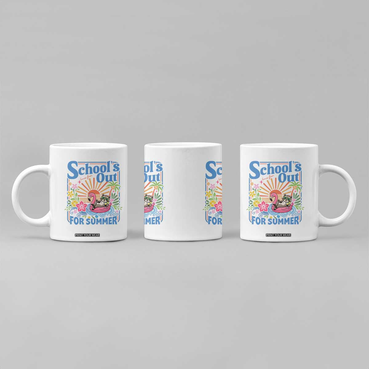 School's Out For Summer Coffee Mug Funny Raccoon Last Day of School Teacher TS14 Print Your Wear