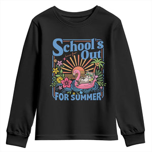 School's Out For Summer Youth Sweatshirt Funny Raccoon Last Day of School Teacher TS14 Black Print Your Wear
