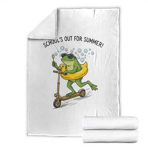 School's Out For Summer Throw Blanket Funny Frog Last Day of School Teacher TS14 White Print Your Wear