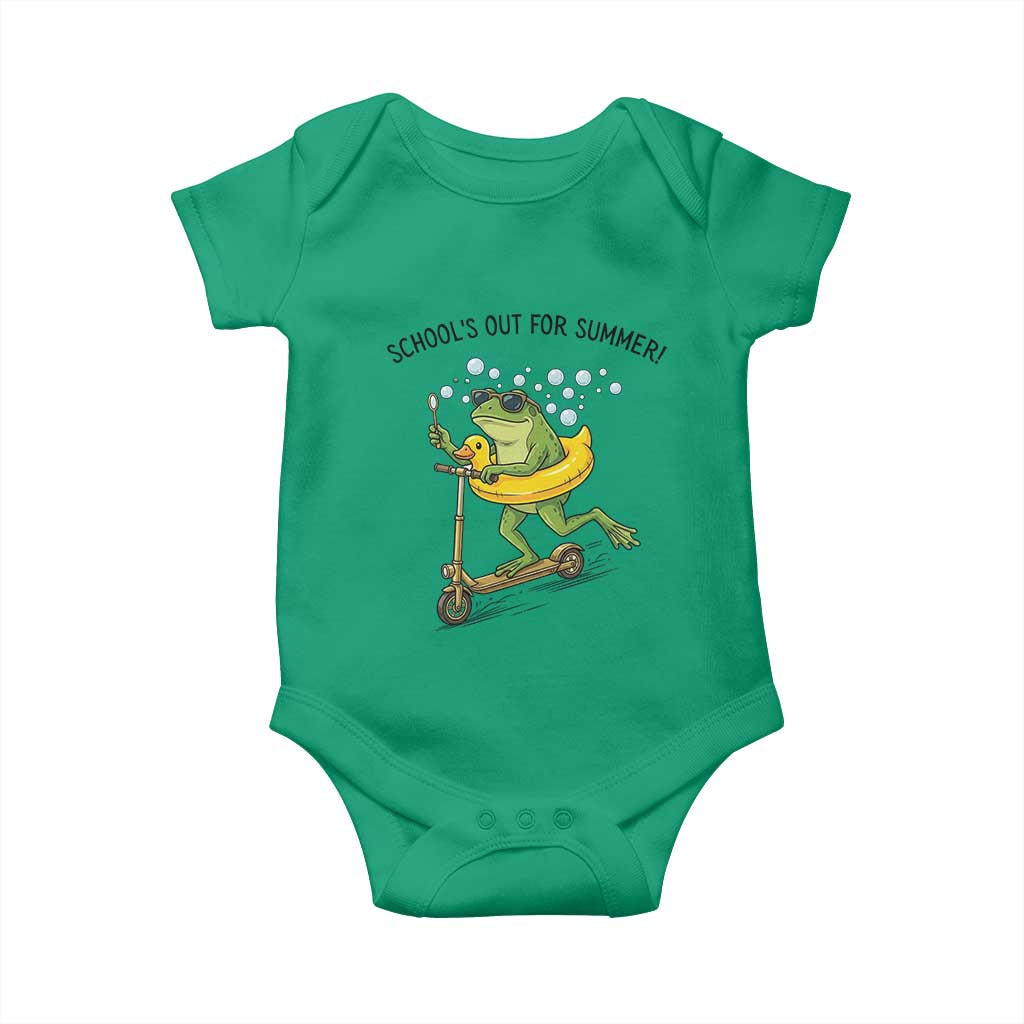 School's Out For Summer Baby Onesie Funny Frog Last Day of School Teacher TS14 Irish Green Print Your Wear