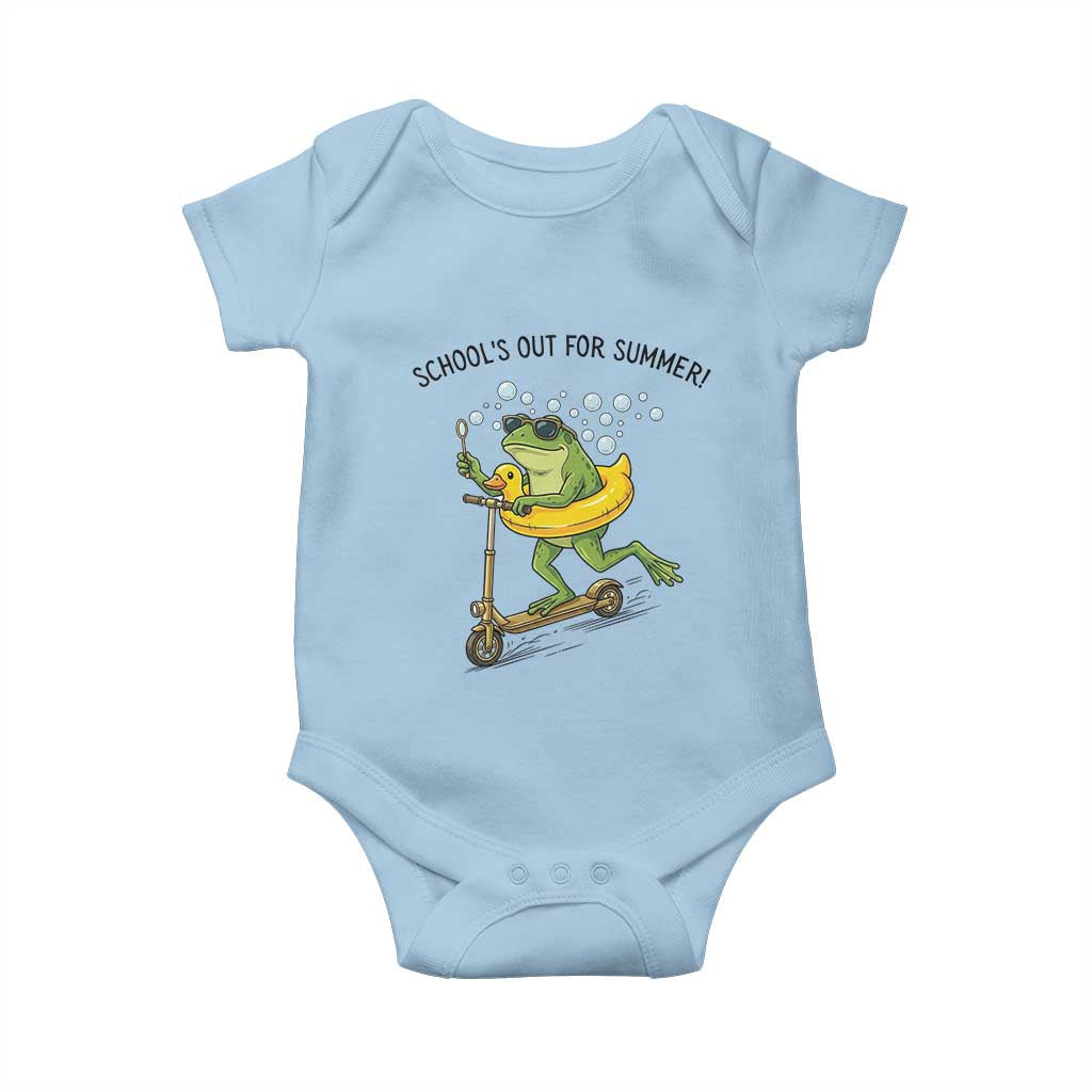 School's Out For Summer Baby Onesie Funny Frog Last Day of School Teacher TS14 Light Blue Print Your Wear