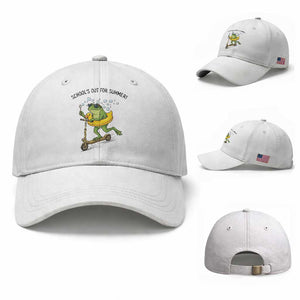 School's Out For Summer Baseball Cap Funny Frog Last Day of School Teacher TS14 Baseball Cap Universal Fit White Print Your Wear