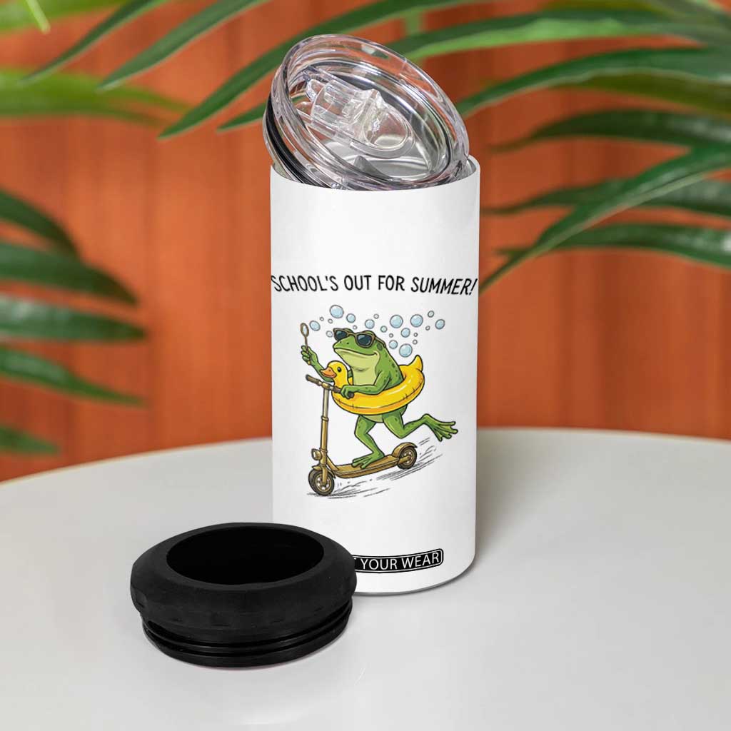 School's Out For Summer 4 in 1 Can Cooler Tumbler Funny Frog Last Day of School Teacher TS14 Print Your Wear