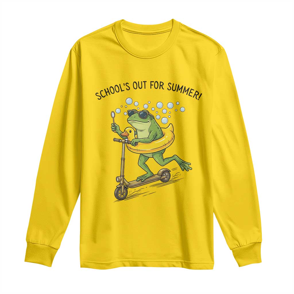 School's Out For Summer Long Sleeve Shirt Funny Frog Last Day of School Teacher TS14 Daisy Print Your Wear