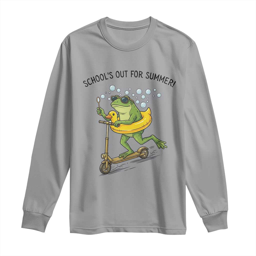School's Out For Summer Long Sleeve Shirt Funny Frog Last Day of School Teacher TS14 Sport Gray Print Your Wear