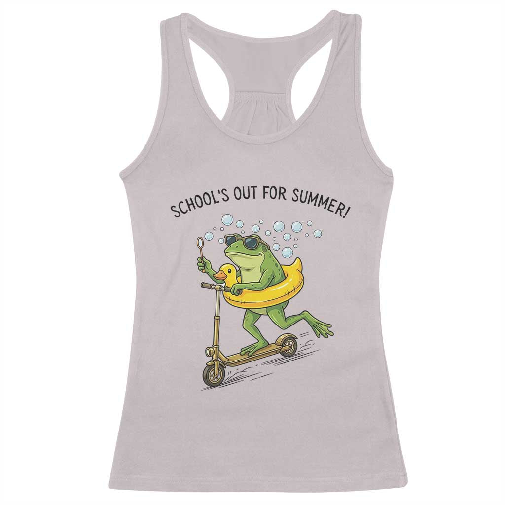 School's Out For Summer Racerback Tank Top Funny Frog Last Day of School Teacher TS14 Ice Gray Print Your Wear