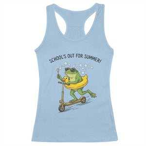 School's Out For Summer Racerback Tank Top Funny Frog Last Day of School Teacher TS14 Light Blue Print Your Wear