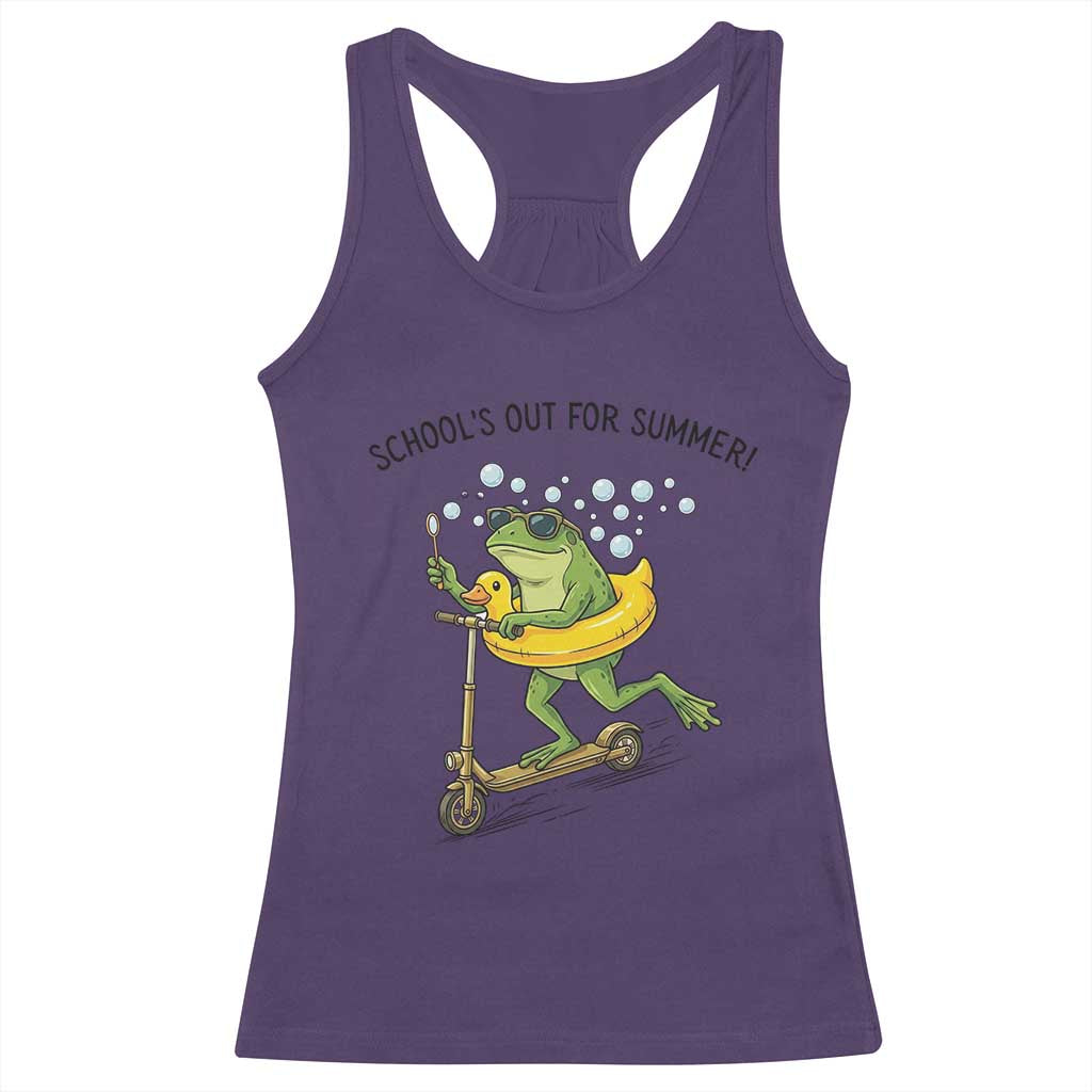 School's Out For Summer Racerback Tank Top Funny Frog Last Day of School Teacher TS14 Purple Print Your Wear