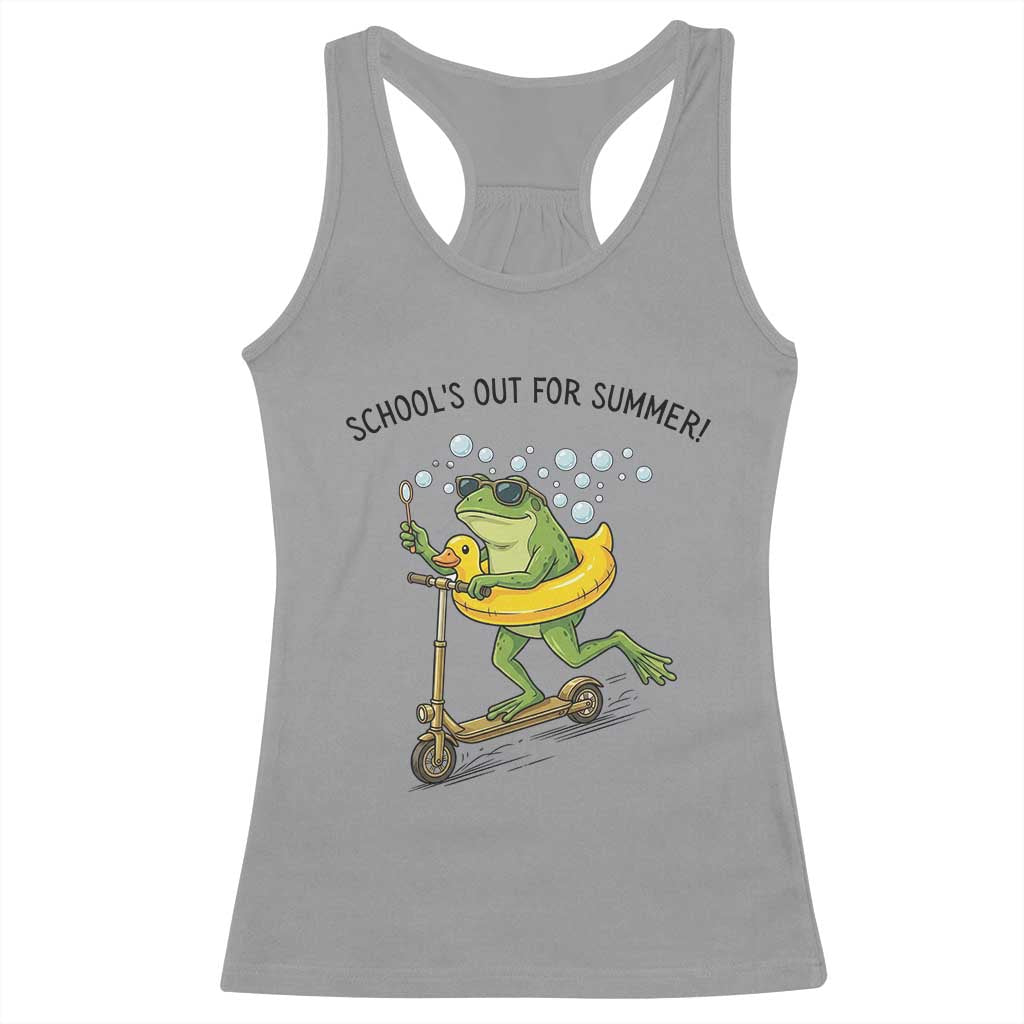 School's Out For Summer Racerback Tank Top Funny Frog Last Day of School Teacher TS14 Sport Gray Print Your Wear