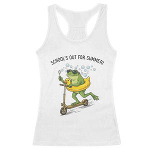 School's Out For Summer Racerback Tank Top Funny Frog Last Day of School Teacher TS14 White Print Your Wear
