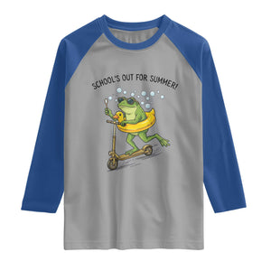 School's Out For Summer Raglan Shirt Funny Frog Last Day of School Teacher TS14 Sport Gray Royal Print Your Wear