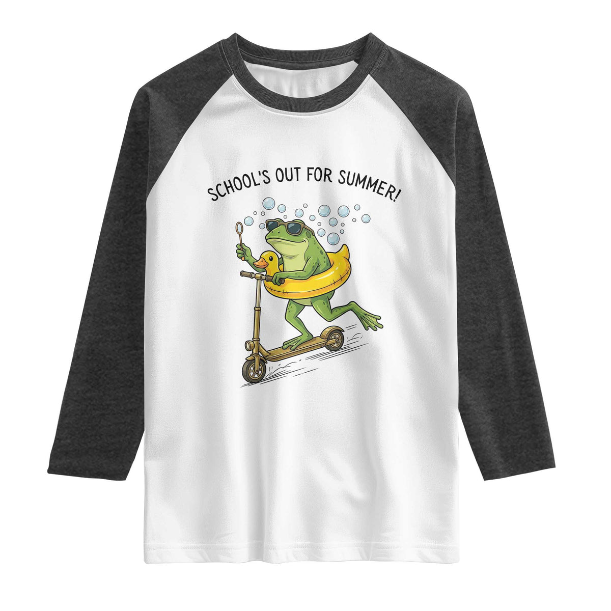 School's Out For Summer Raglan Shirt Funny Frog Last Day of School Teacher TS14 White Heather Charcoal Print Your Wear