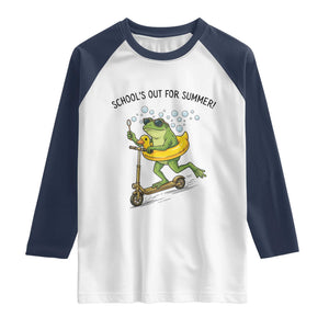 School's Out For Summer Raglan Shirt Funny Frog Last Day of School Teacher TS14 White Navy Print Your Wear