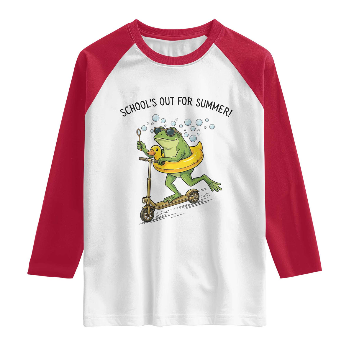 School's Out For Summer Raglan Shirt Funny Frog Last Day of School Teacher TS14 White Red Print Your Wear