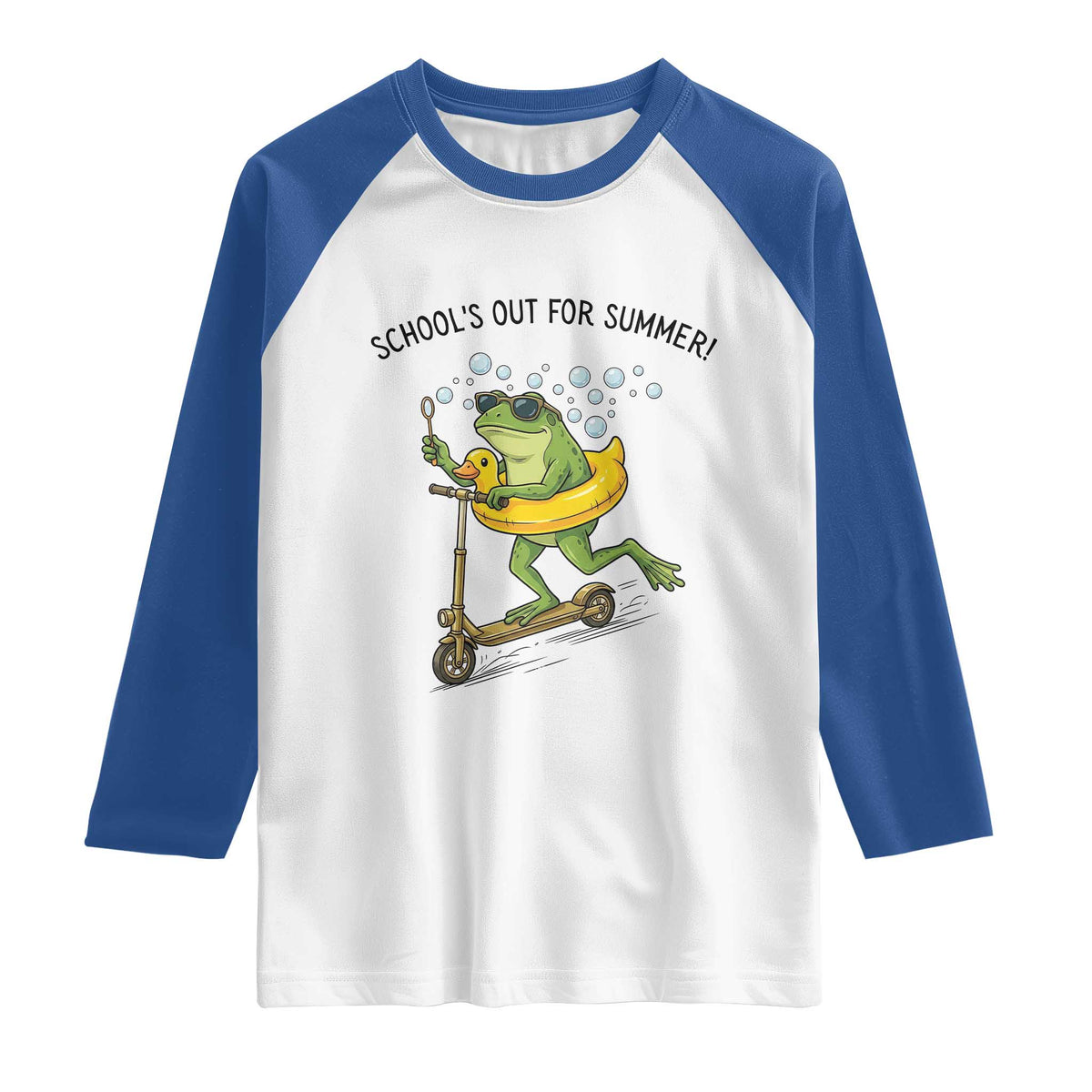 School's Out For Summer Raglan Shirt Funny Frog Last Day of School Teacher TS14 White Royal Print Your Wear