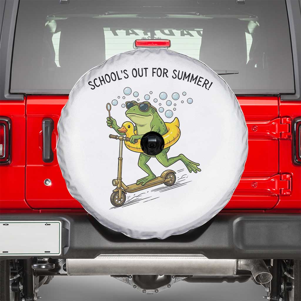 School's Out For Summer Spare Tire Cover Funny Frog Last Day of School Teacher TS14 White Print Your Wear