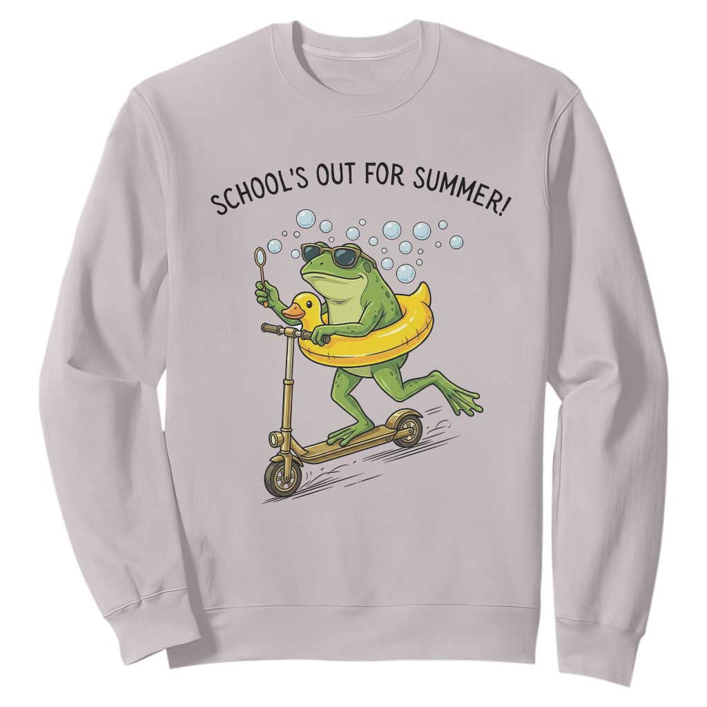School's Out For Summer Sweatshirt Funny Frog Last Day of School Teacher TS14 Ice Gray Print Your Wear