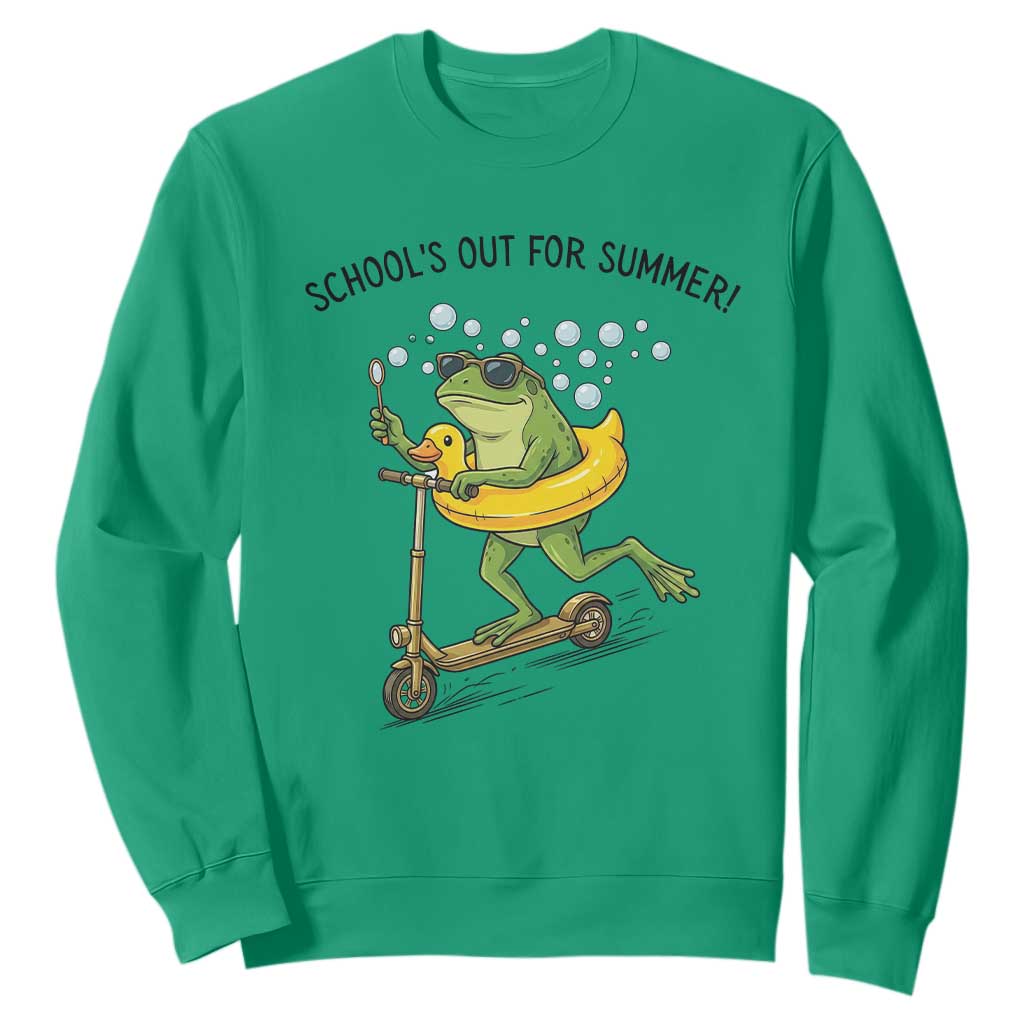 School's Out For Summer Sweatshirt Funny Frog Last Day of School Teacher TS14 Irish Green Print Your Wear