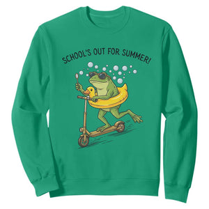 School's Out For Summer Sweatshirt Funny Frog Last Day of School Teacher TS14 Irish Green Print Your Wear
