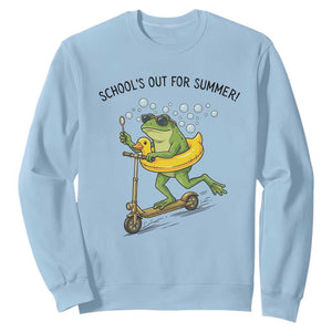 School's Out For Summer Sweatshirt Funny Frog Last Day of School Teacher TS14 Light Blue Print Your Wear