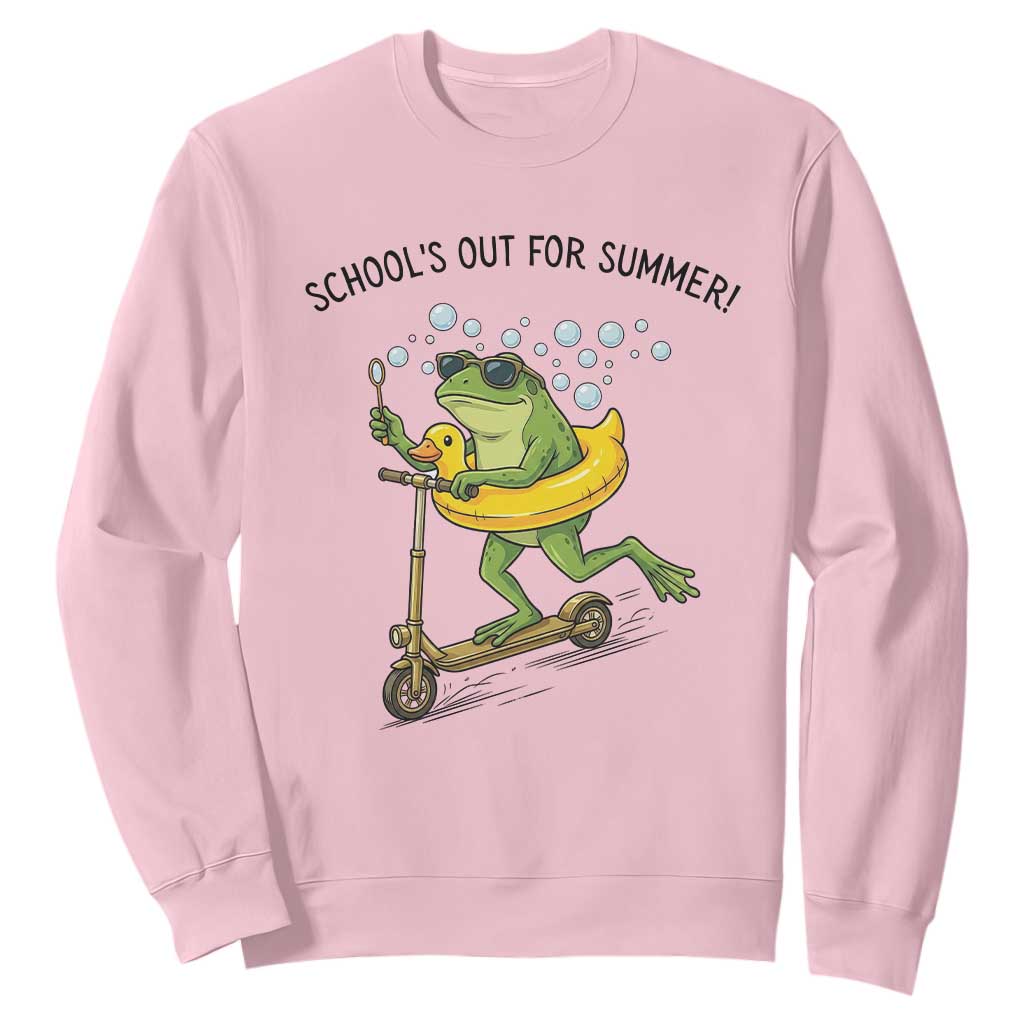 School's Out For Summer Sweatshirt Funny Frog Last Day of School Teacher TS14 Light Pink Print Your Wear