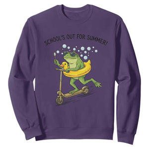 School's Out For Summer Sweatshirt Funny Frog Last Day of School Teacher TS14 Purple Print Your Wear