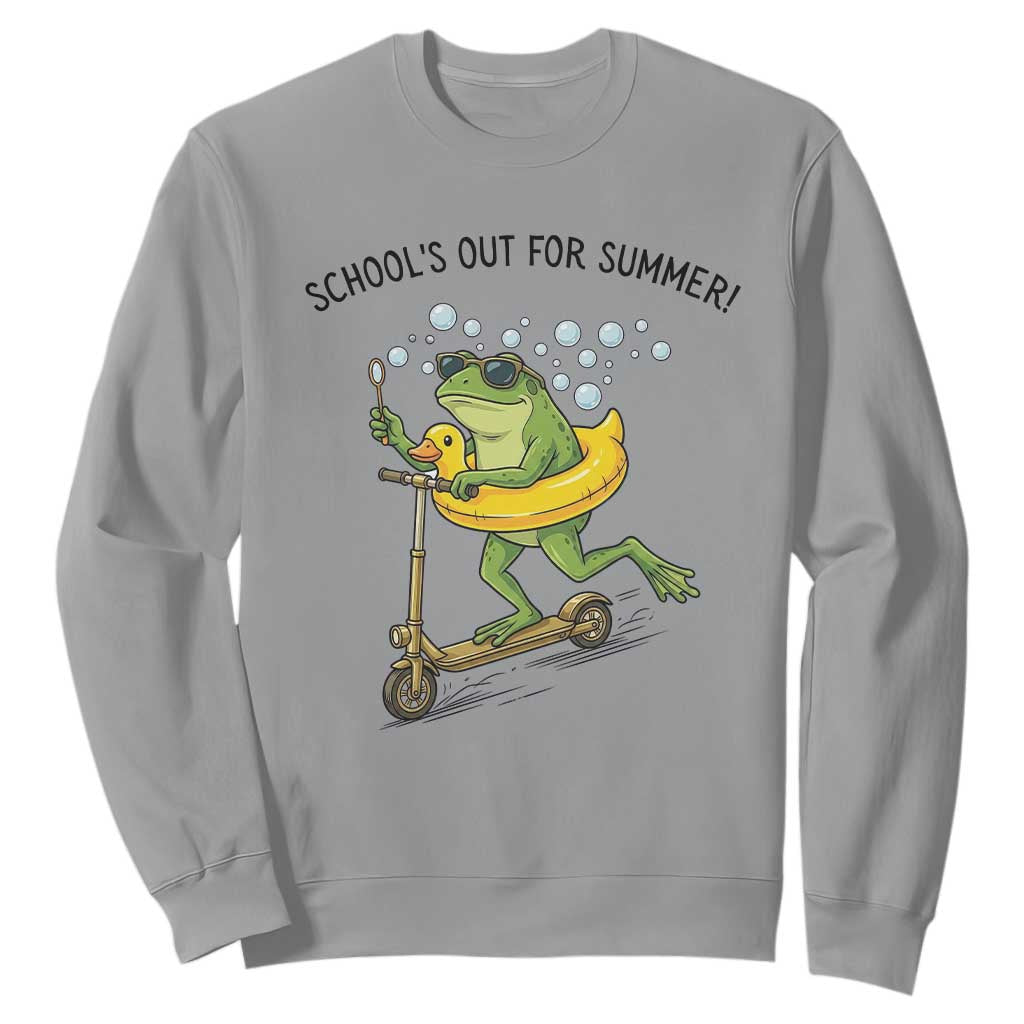 School's Out For Summer Sweatshirt Funny Frog Last Day of School Teacher TS14 Sport Gray Print Your Wear