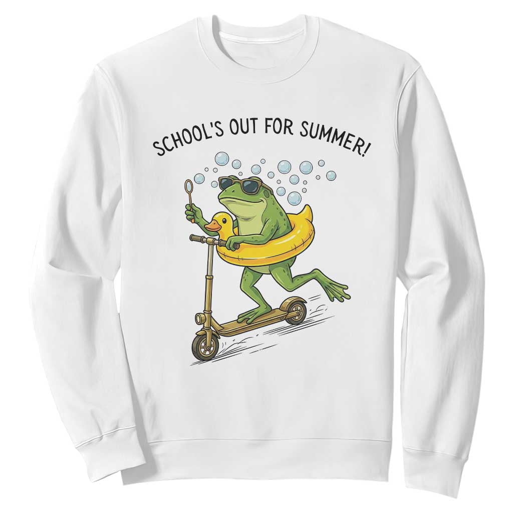 School's Out For Summer Sweatshirt Funny Frog Last Day of School Teacher TS14 White Print Your Wear