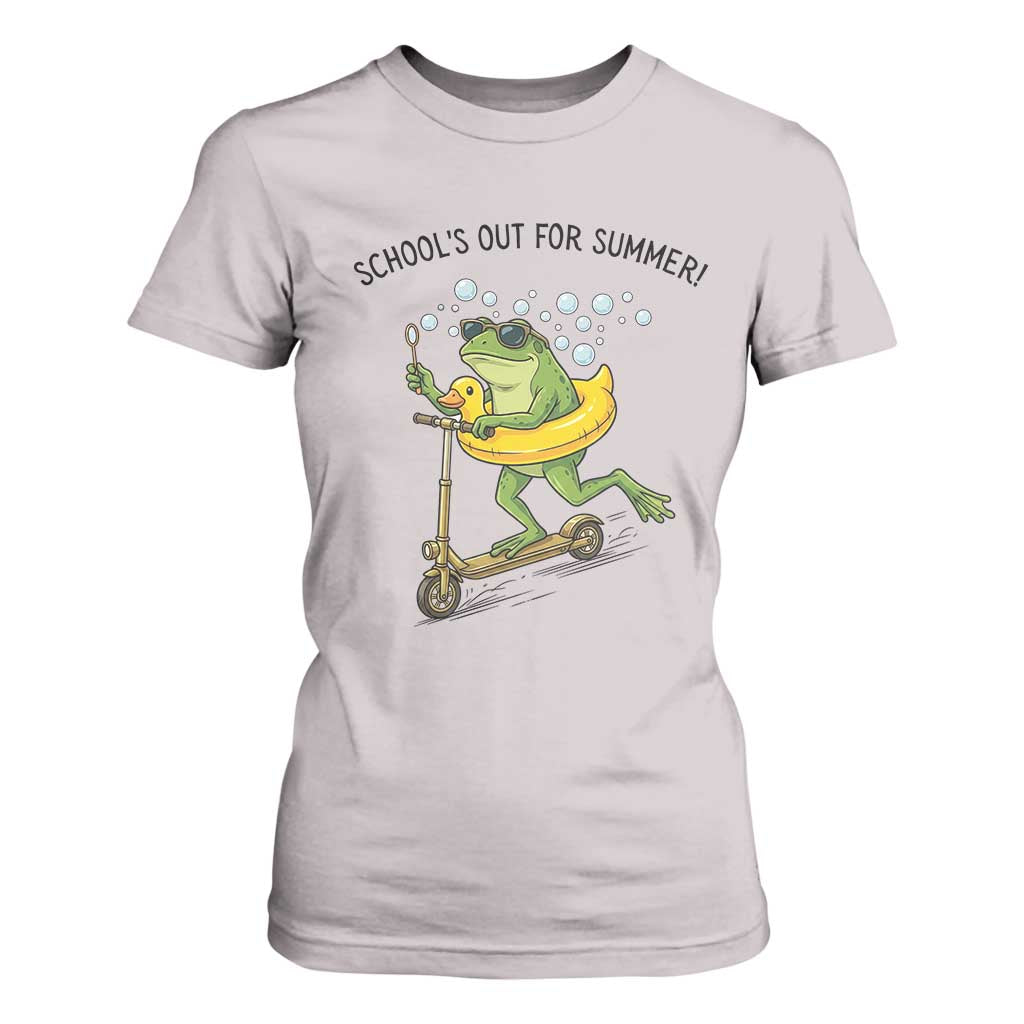 School's Out For Summer T Shirt For Women Funny Frog Last Day of School Teacher TS14 Ice Gray Print Your Wear