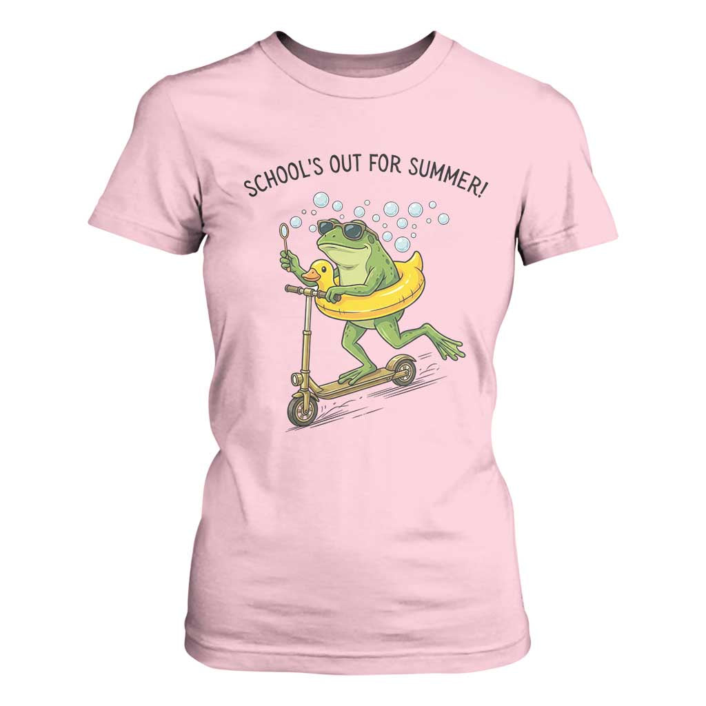 School's Out For Summer T Shirt For Women Funny Frog Last Day of School Teacher TS14 Light Pink Print Your Wear