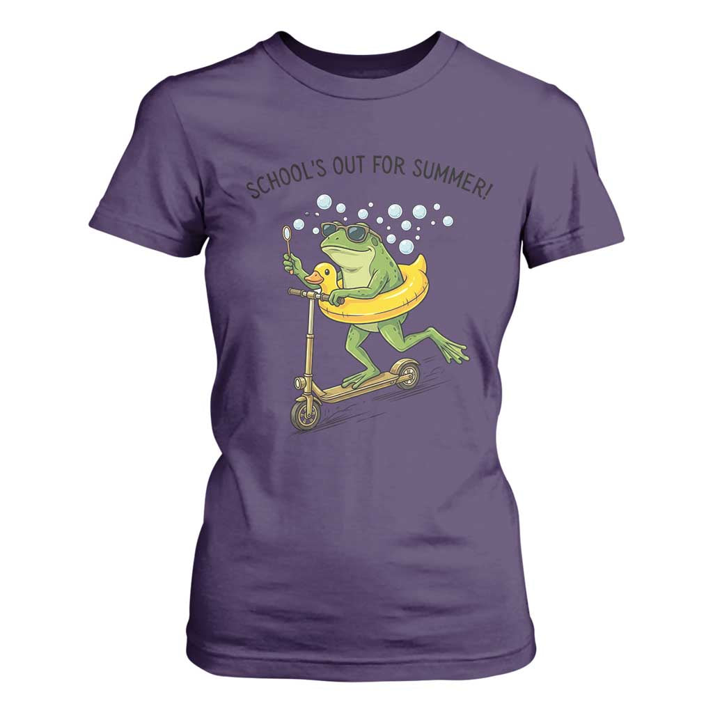 School's Out For Summer T Shirt For Women Funny Frog Last Day of School Teacher TS14 Purple Print Your Wear