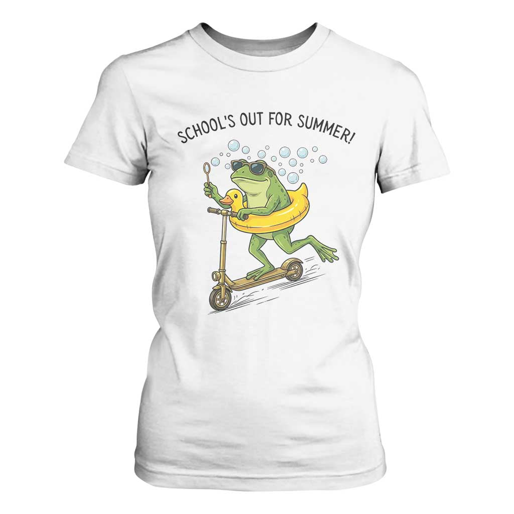 School's Out For Summer T Shirt For Women Funny Frog Last Day of School Teacher TS14 White Print Your Wear