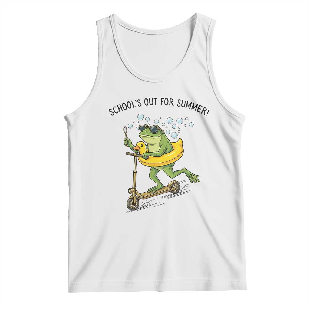 School's Out For Summer Tank Top Funny Frog Last Day of School Teacher TS14 White Print Your Wear