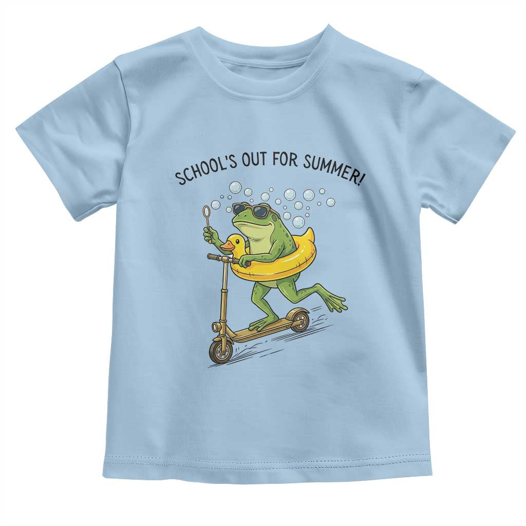 School's Out For Summer Toddler T Shirt Funny Frog Last Day of School Teacher TS14 Light Blue Print Your Wear