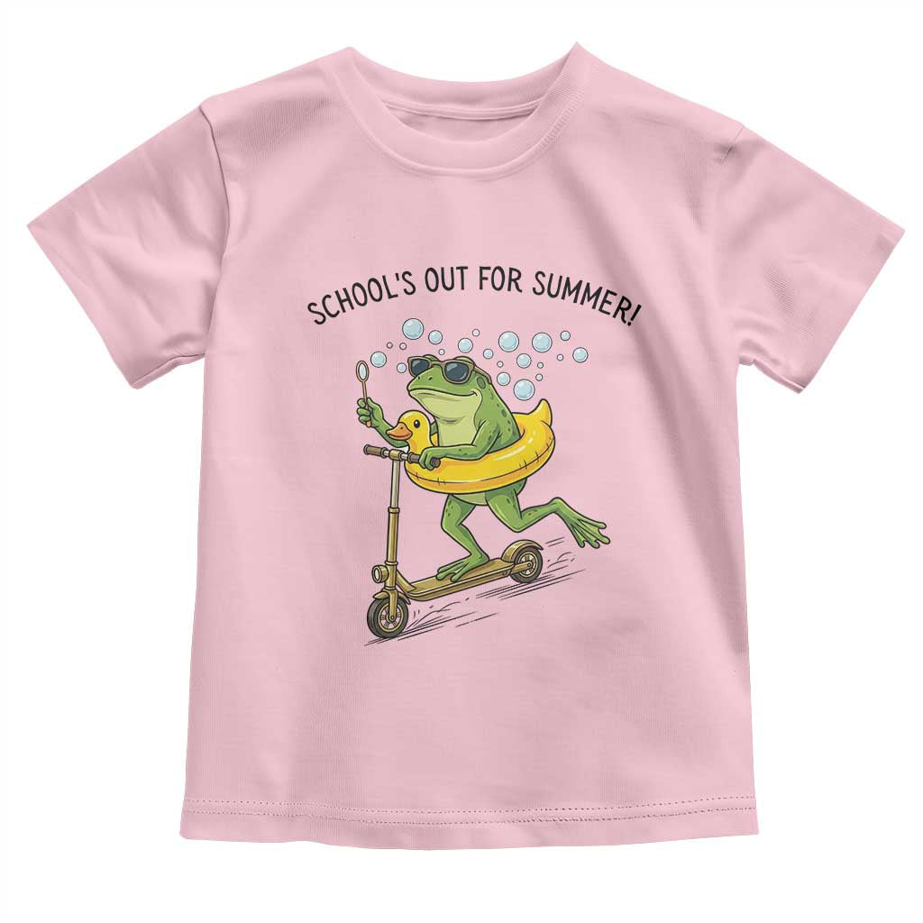School's Out For Summer Toddler T Shirt Funny Frog Last Day of School Teacher TS14 Light Pink Print Your Wear