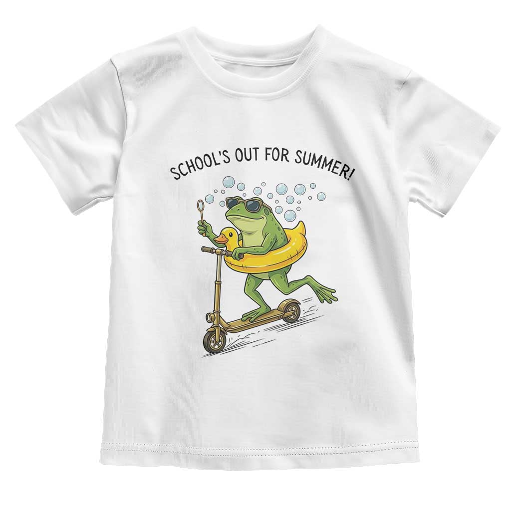 School's Out For Summer Toddler T Shirt Funny Frog Last Day of School Teacher TS14 White Print Your Wear